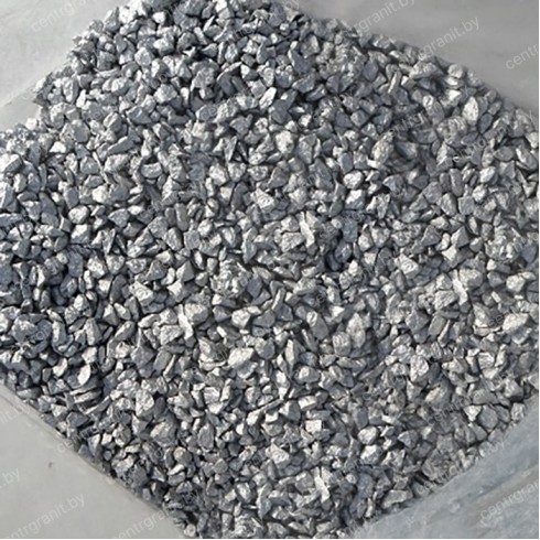 Щебень декоративный серебристый